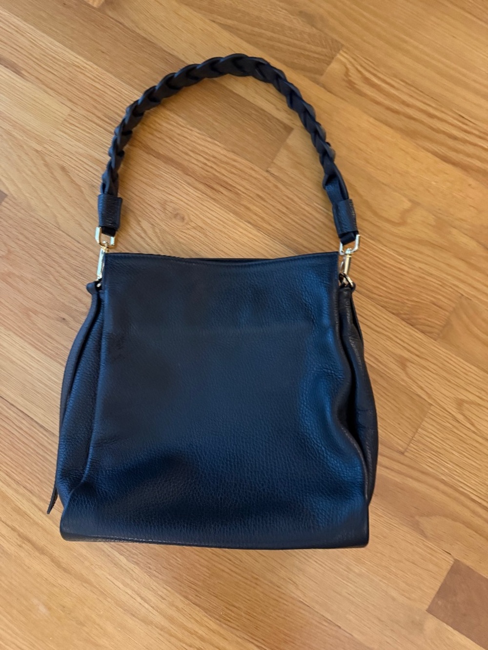 Pebbled Black Leather Handbag